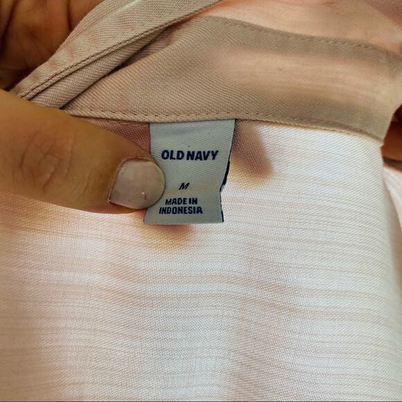 NEW OLD NAVY Blush Soft Pink Tencel Button Down Long Sleeve Shirt Top Blouse M - Picture 5 of 9